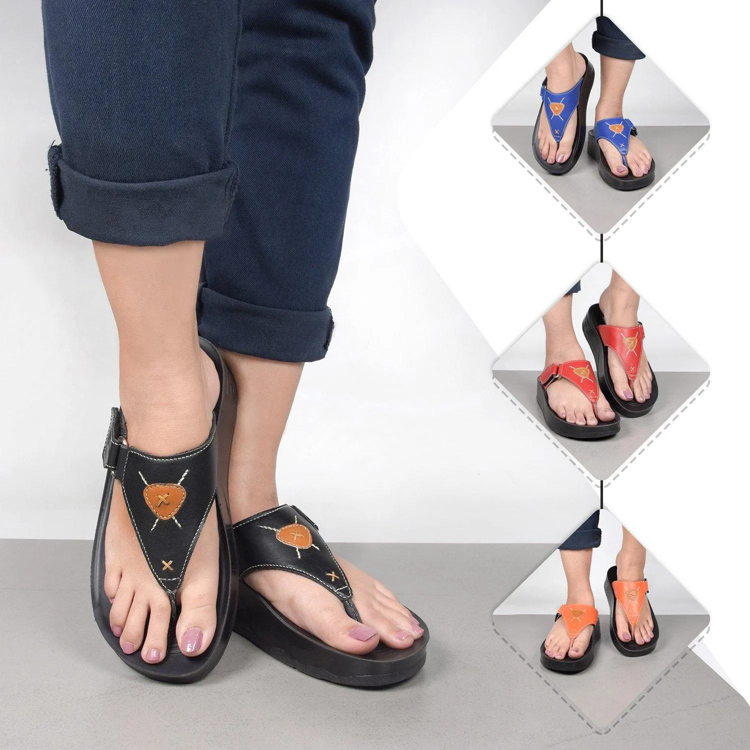 Aerosoft - Pyrim LS5712 Arch Supportive Adjustable Thong Strap Platform Sandals For Women