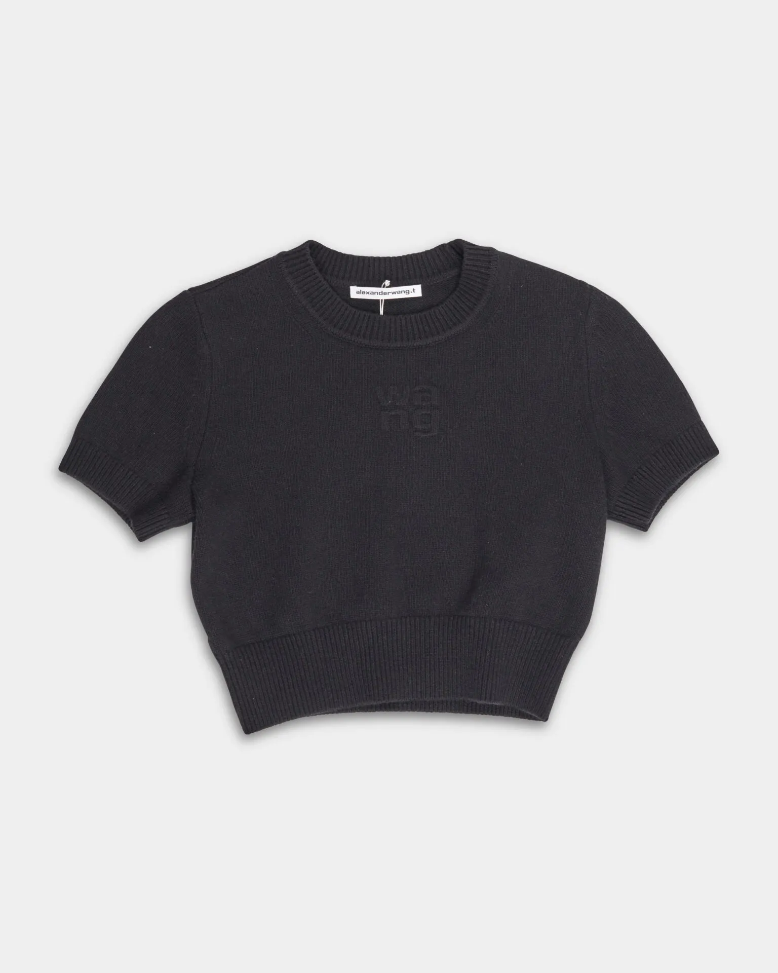 Alexander Wang Ladies Short Sleeve Crew Neck Pullover w/ Embosses Logo Black 4KC2241026 001