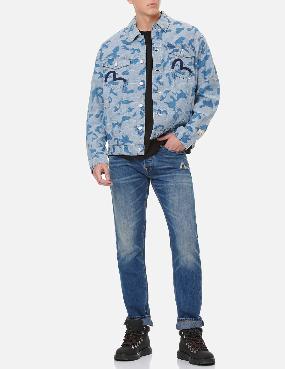 Allover Camouflage Jacquard Denim Jacket