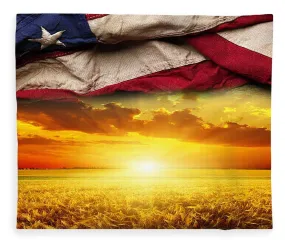 American Flag Harvest Sunset - Blanket