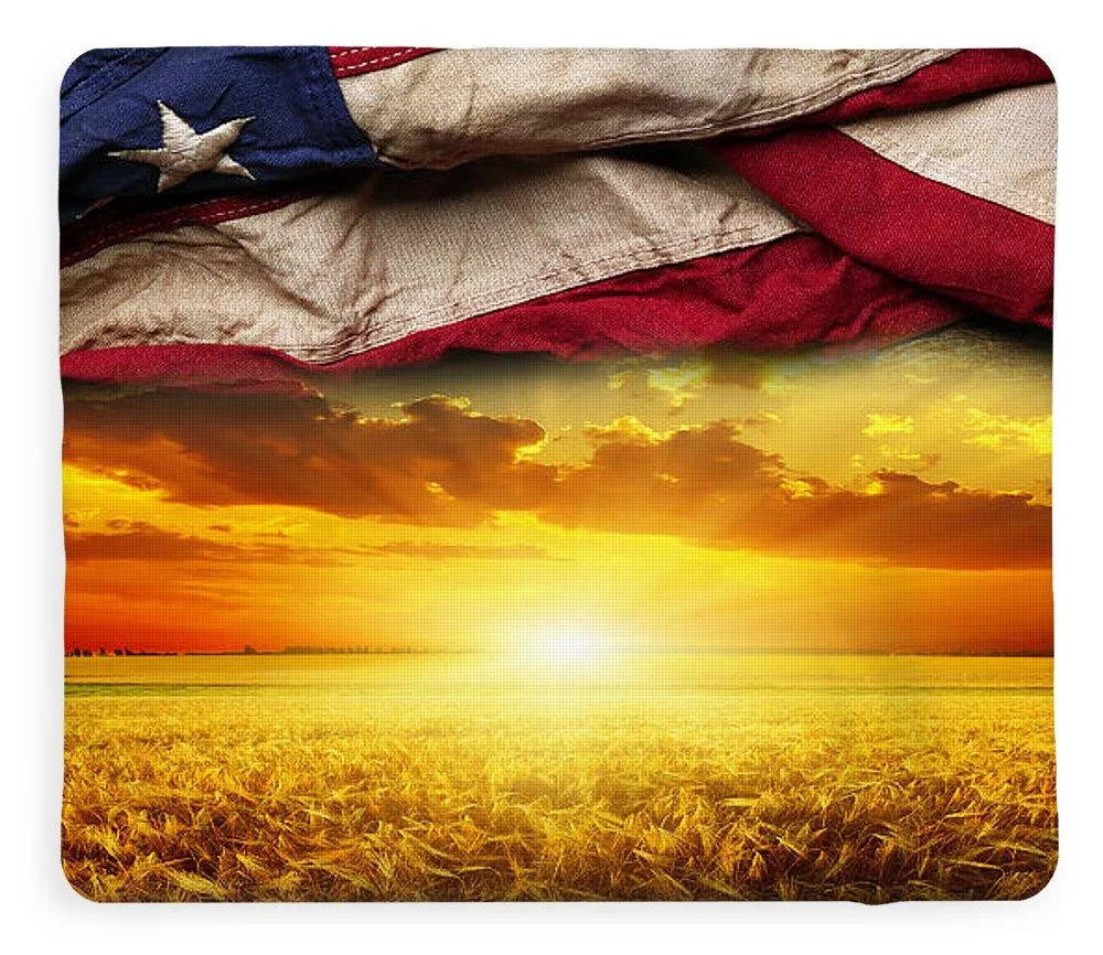 American Flag Harvest Sunset - Blanket