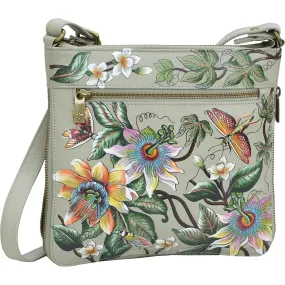 Anuschka Expandable Travel Crossbody Floral Passion Leather