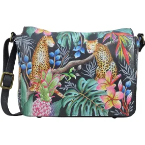 Anuschka Medium Flap Crossbody Jungle Queen Leather