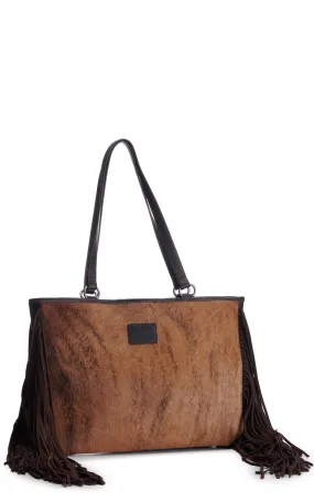 Ariat Brown Cowhide and Dark Brown Fringe Tote