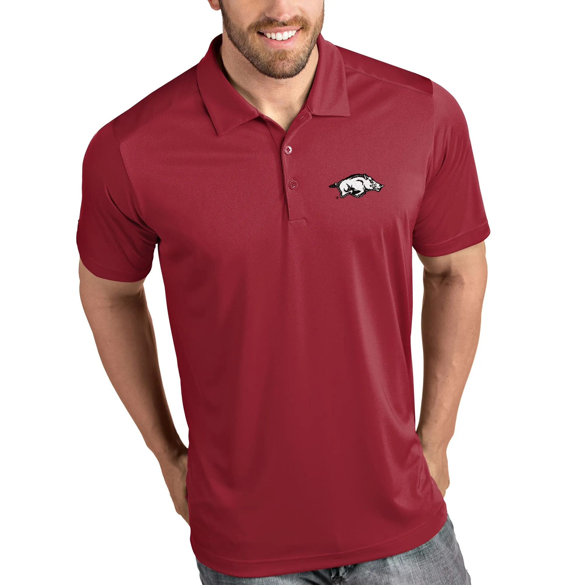 Arkansas Razorbacks Antigua Tribute Polo - Cardinal