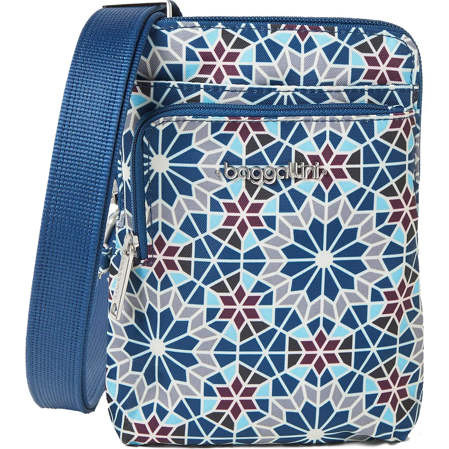 Baggallini Anti-Theft Activity Crossbody Moroccan Print Nylon