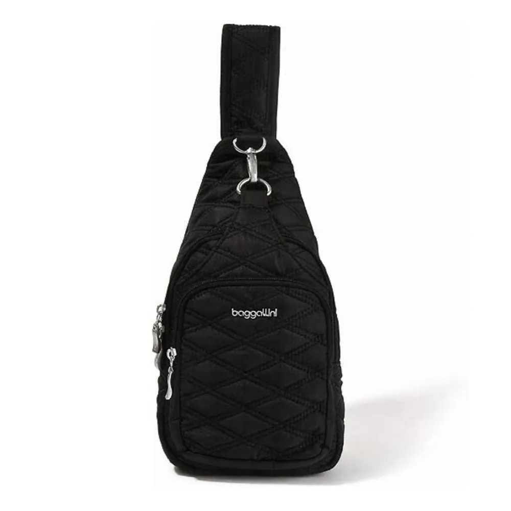 Baggallini Central Park Black Quilt Sling Bag (Women's)