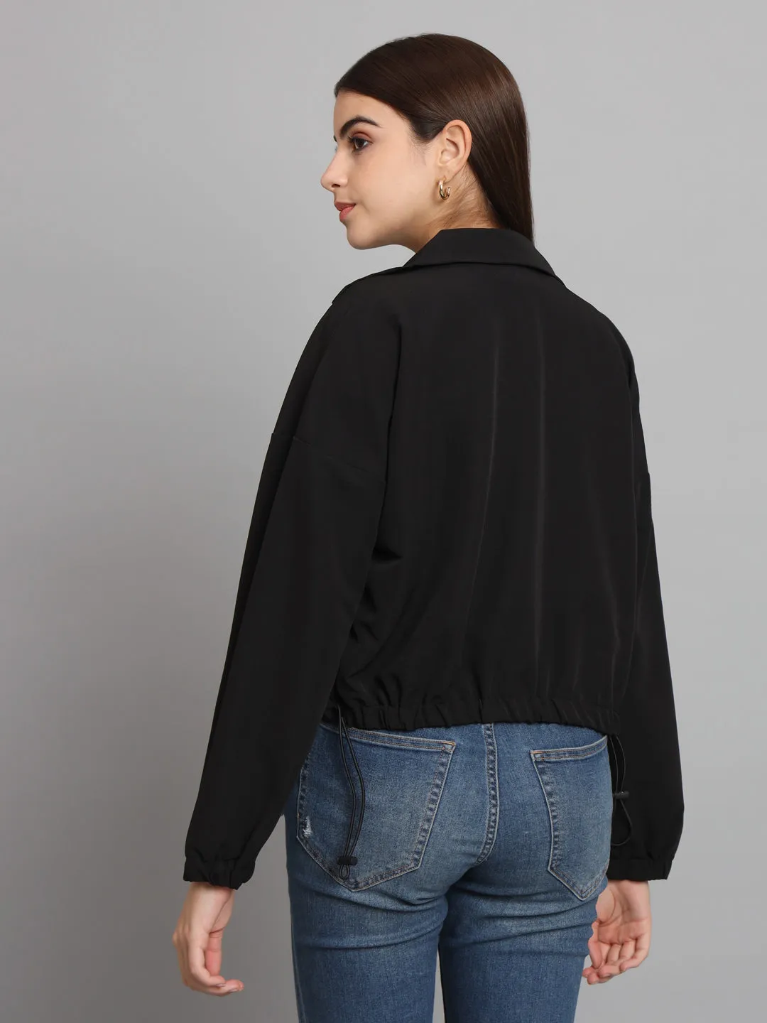 BAGGY CROP JACKET-BLACK