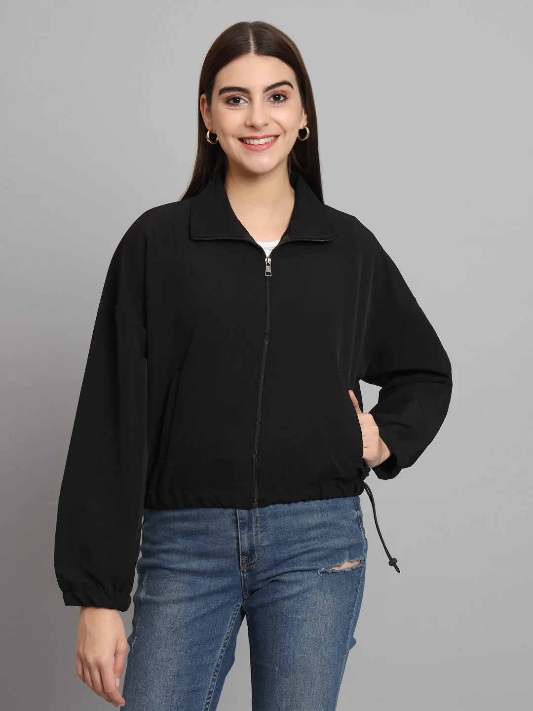 BAGGY CROP JACKET-BLACK