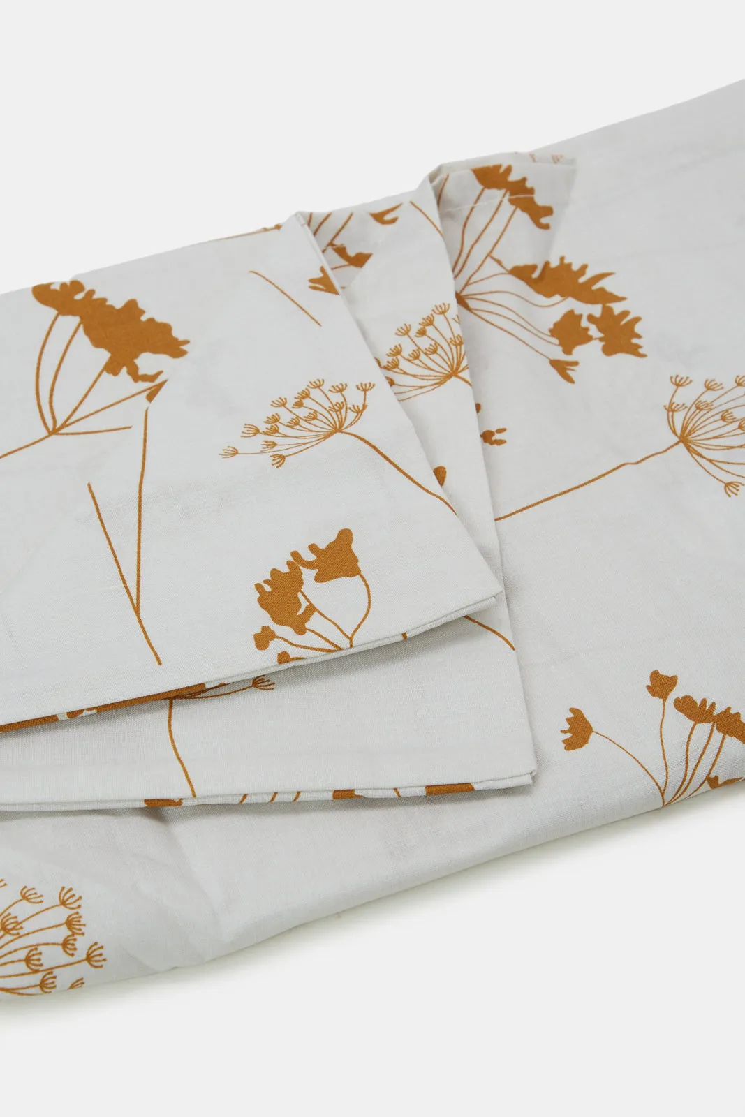 Beige Floral Printed Pillowcase Set (Pack of 2)