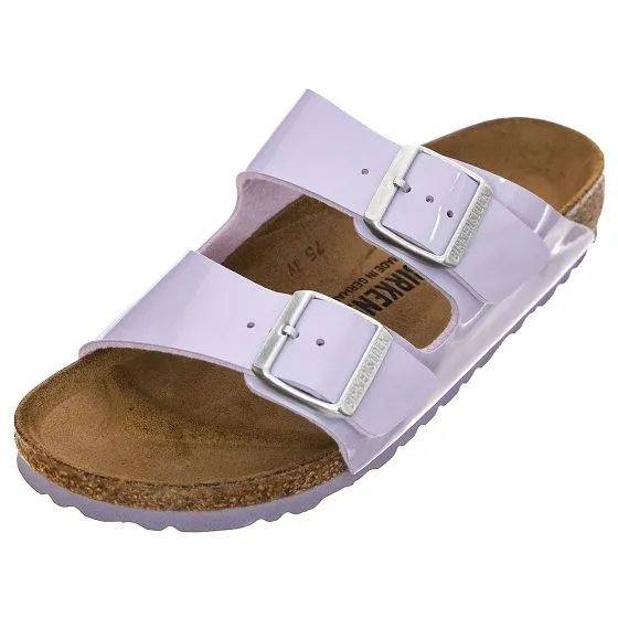 Birkenstock Womens Arizona Birko Flor Patent Purple Fog Sandals - Narrow Fit