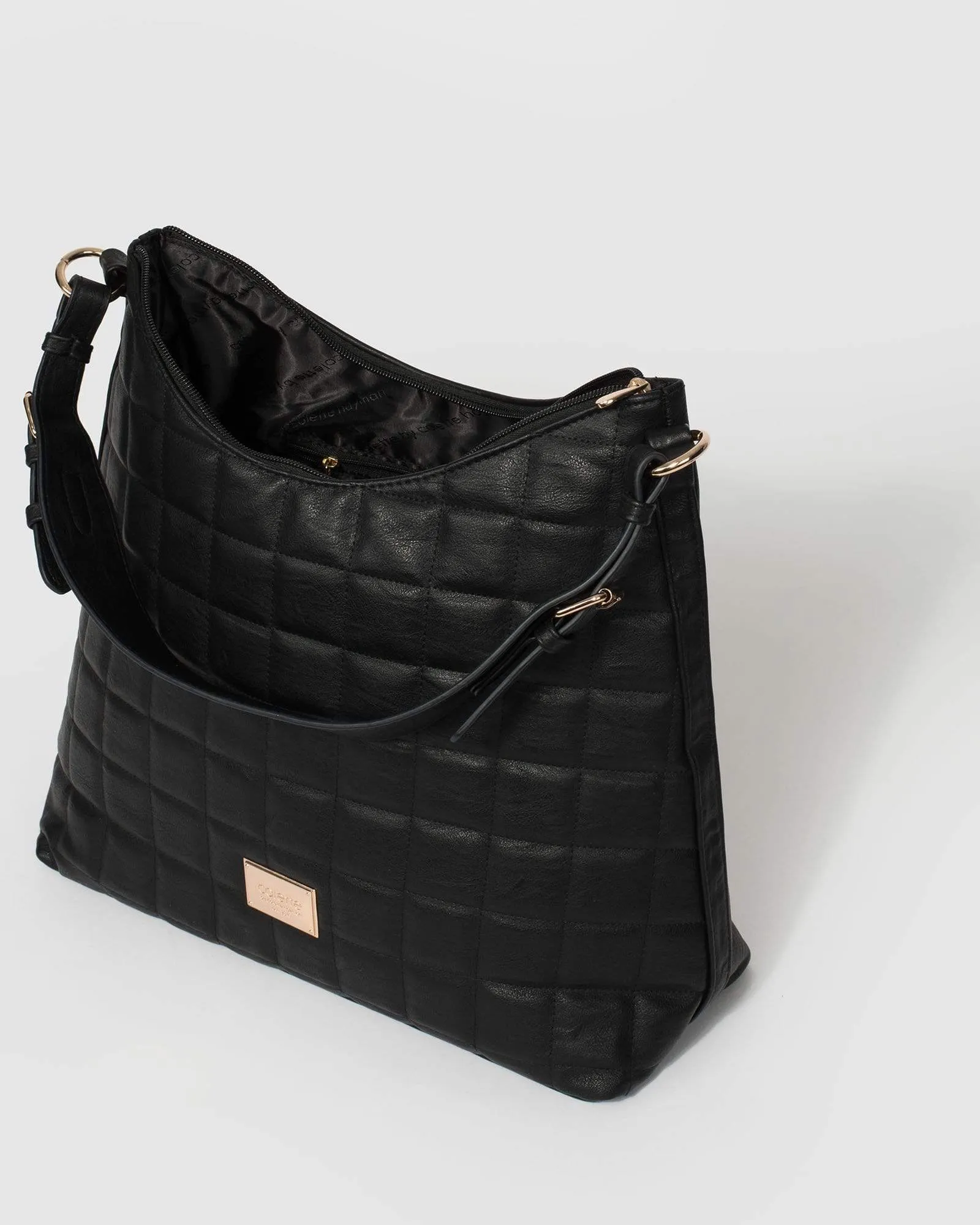 Black Nina Quilt Slouch Bag