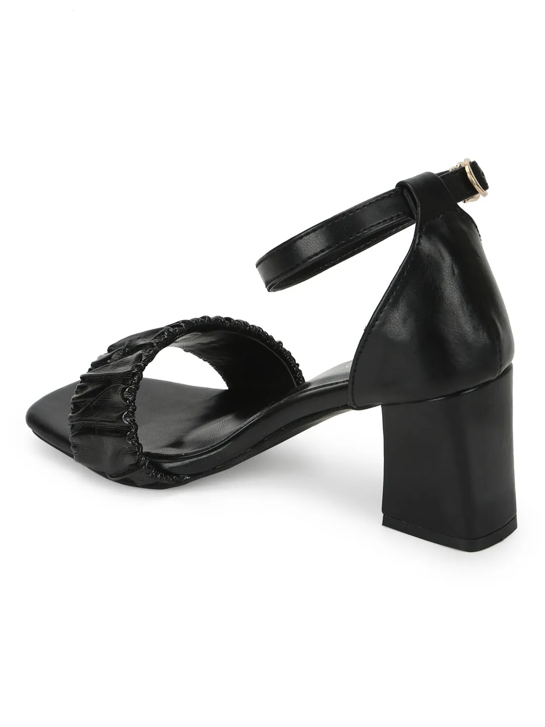 Black PU Wrinkled Strap Block Heel Sandals (TC-SLC-R-517-BLK)