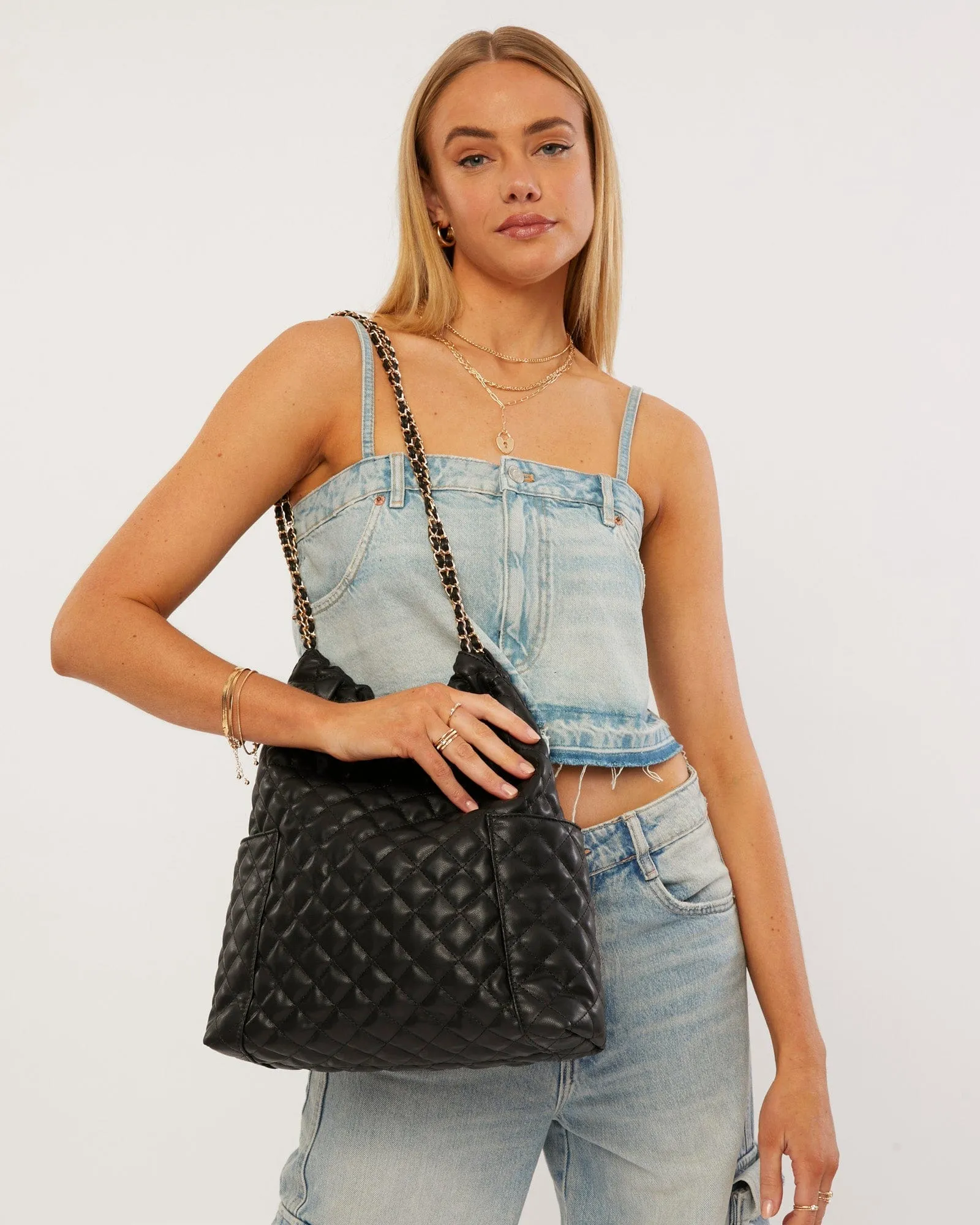 Black Zara Slouch Quilt Bag