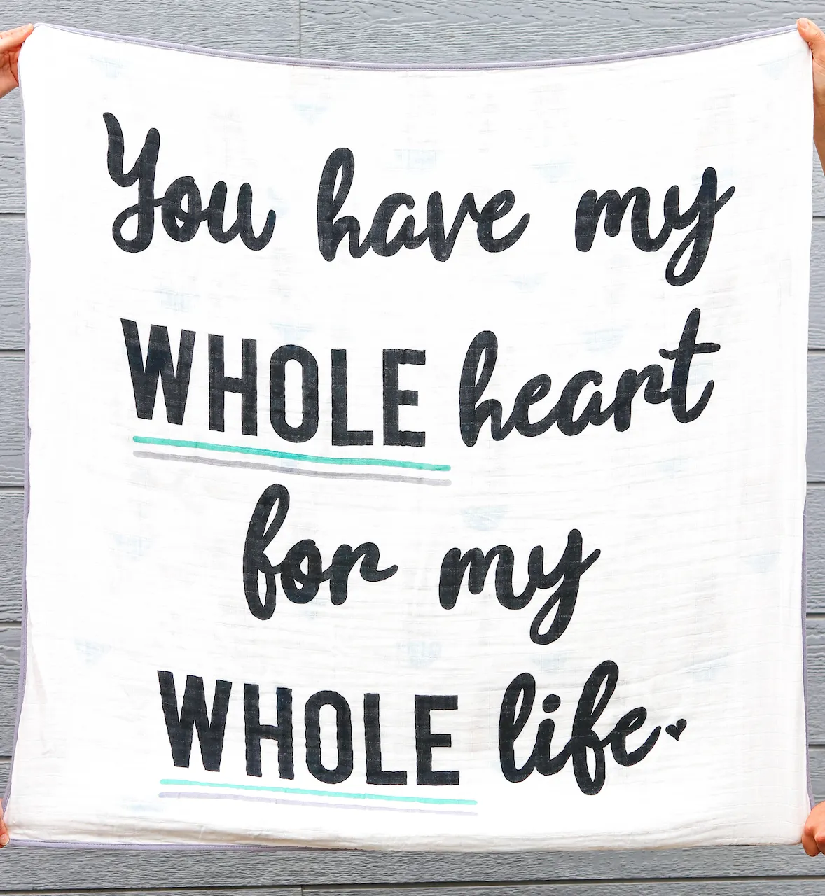 Blanket - My WHOLE Heart (Turquoise/Grey)