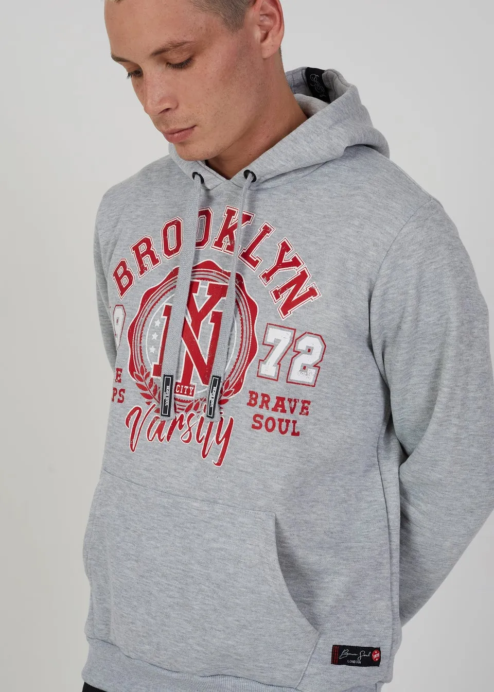 Brave Soul Light Grey Sandbrook Overhead Hoodie