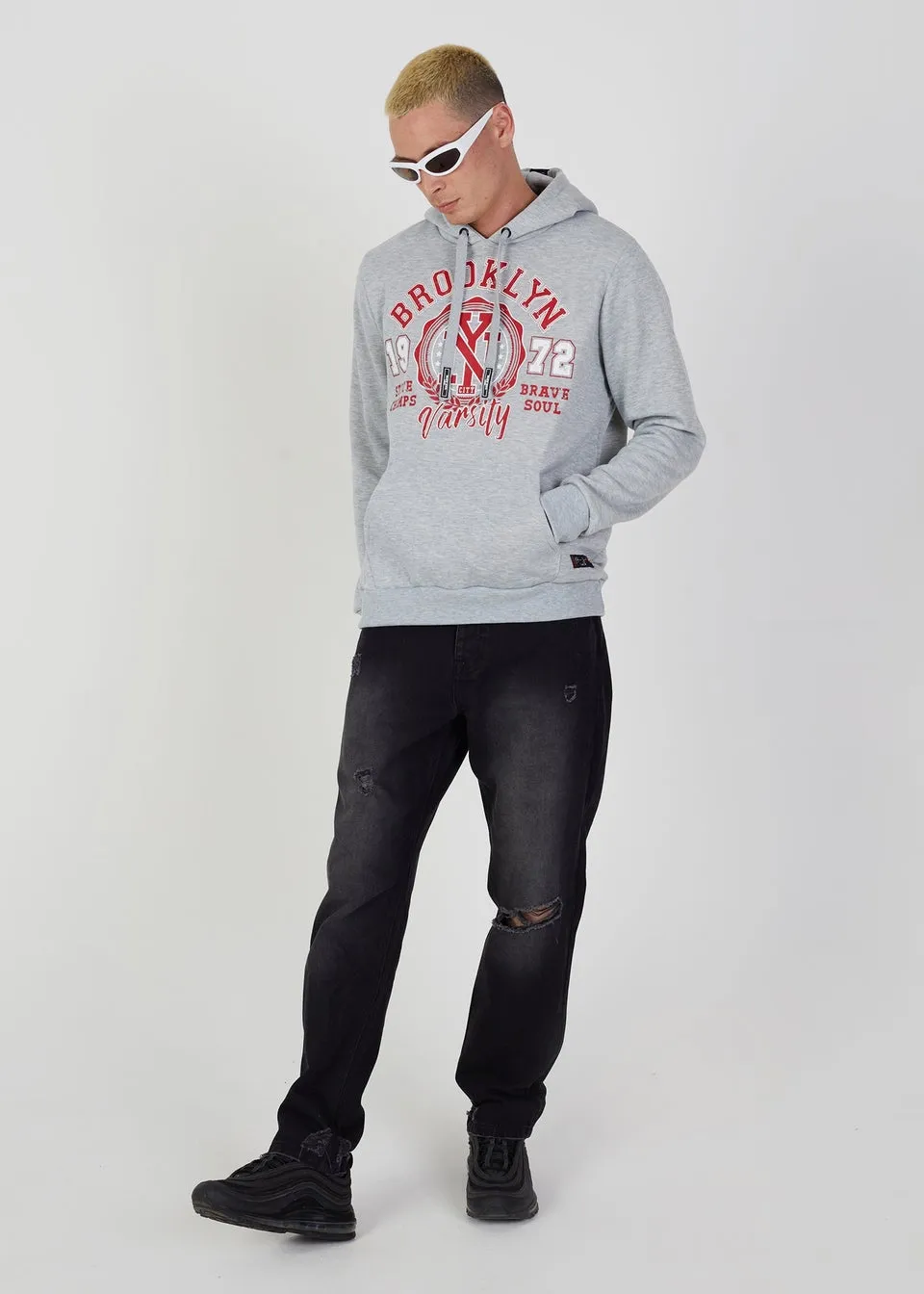 Brave Soul Light Grey Sandbrook Overhead Hoodie