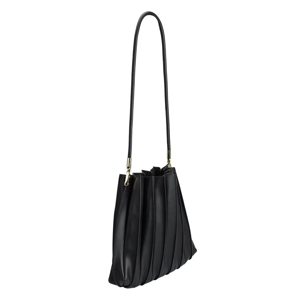 Carrie Pleated Shoulder Bag- Black