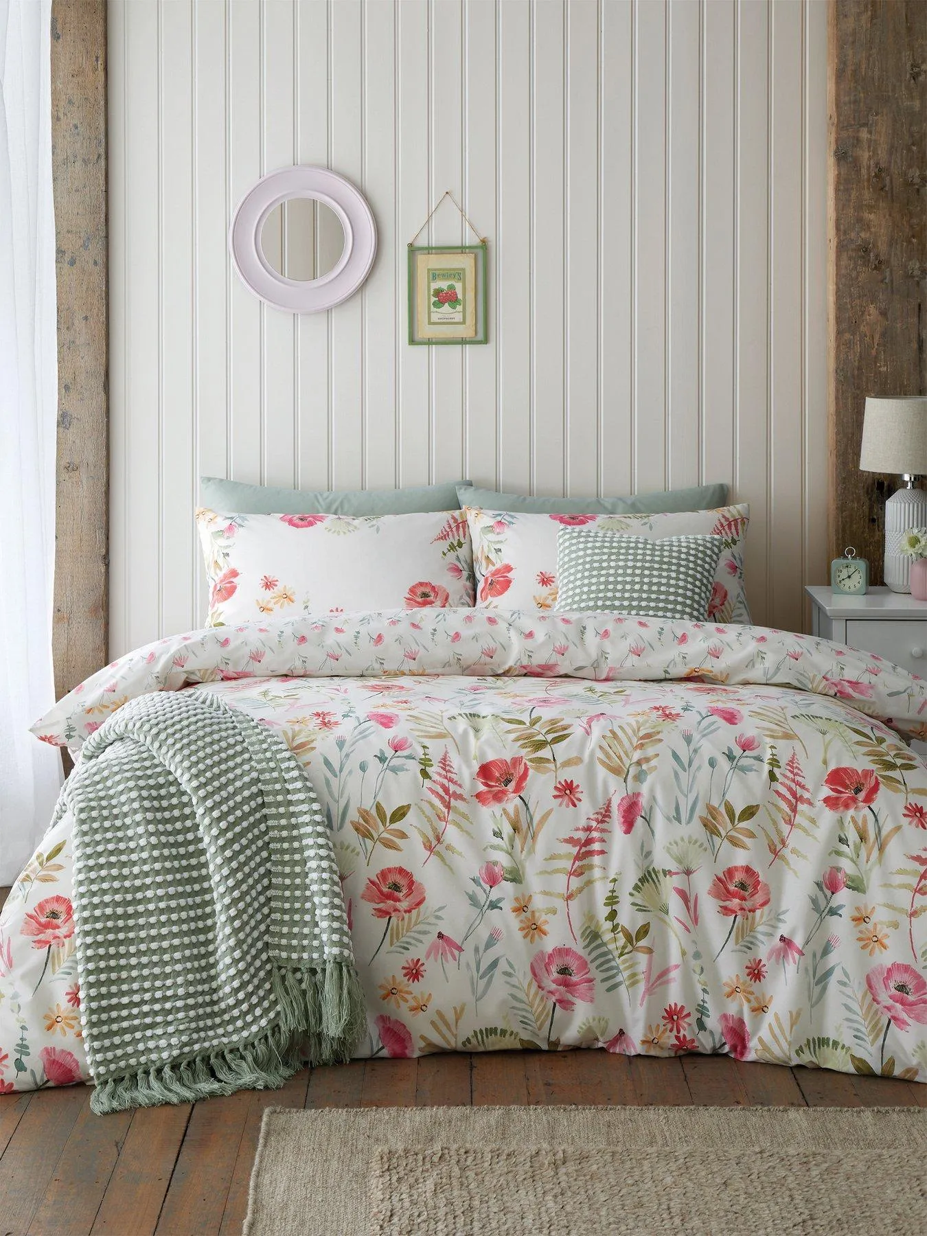 Catherine Lansfield Ella Poppy Reversible Duvet Cover Set