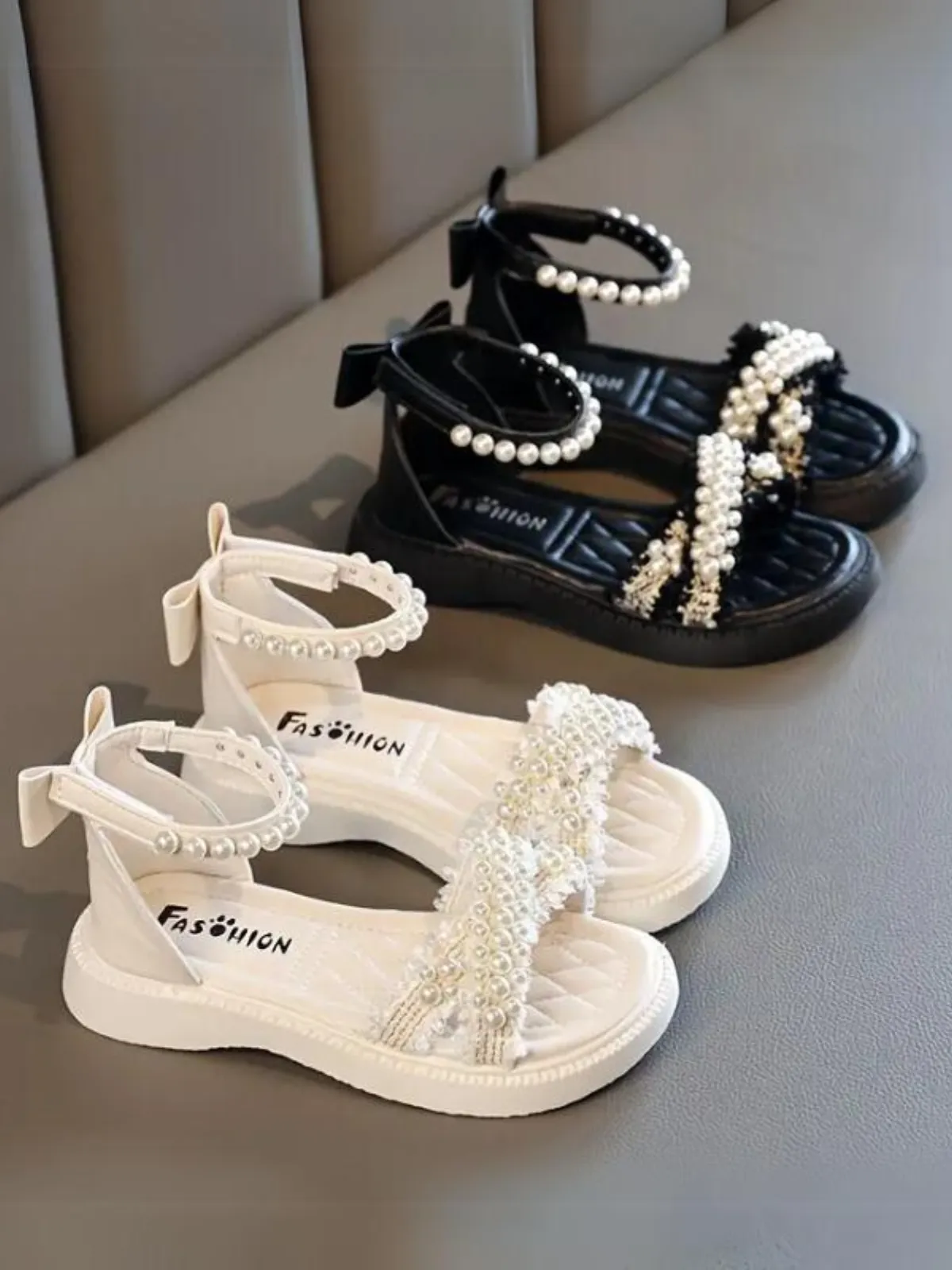 Chic and Stylish Girls' Sandals with Pearl Accents By Liv and Mia