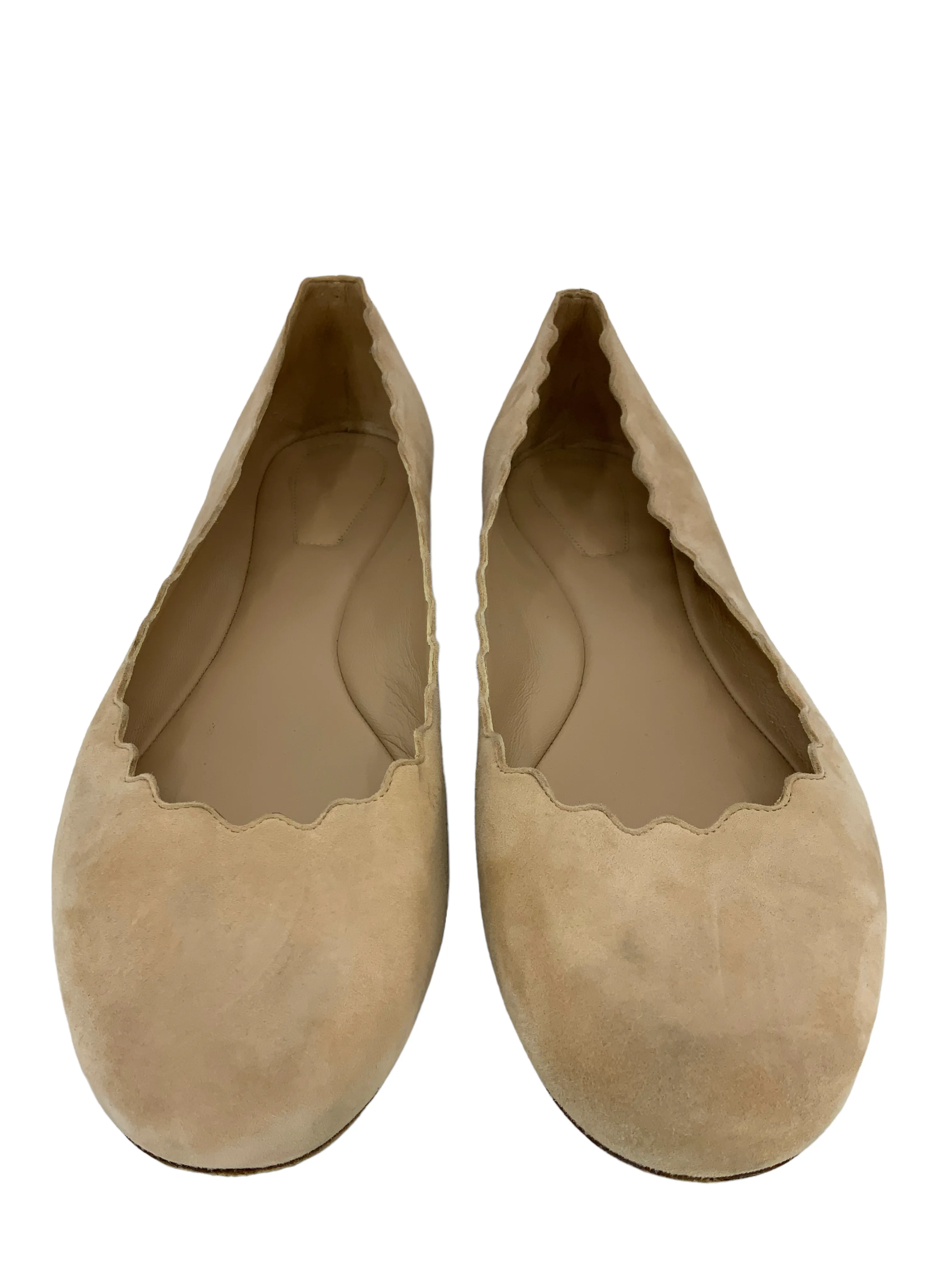 CHLOE Lauren Scalloped Suede Ballet Flats Size 9.5