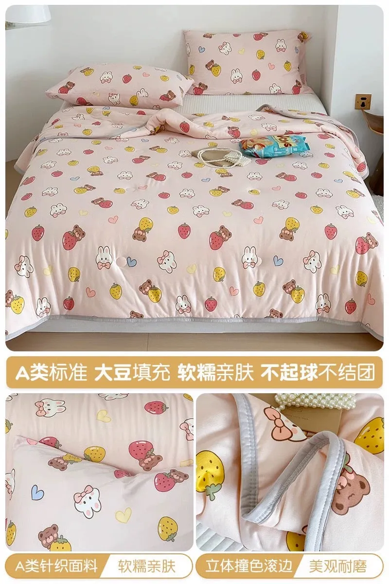 Class A soybean fiber knitted cotton summer cool quilt machine washable summer children's thin quilt spring and autumn summer ai