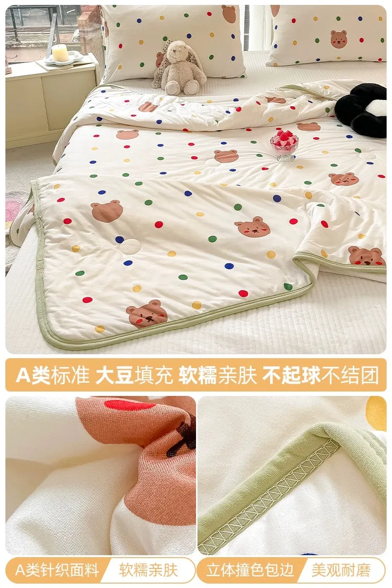 Class A soybean fiber knitted cotton summer cool quilt machine washable summer children's thin quilt spring and autumn summer ai