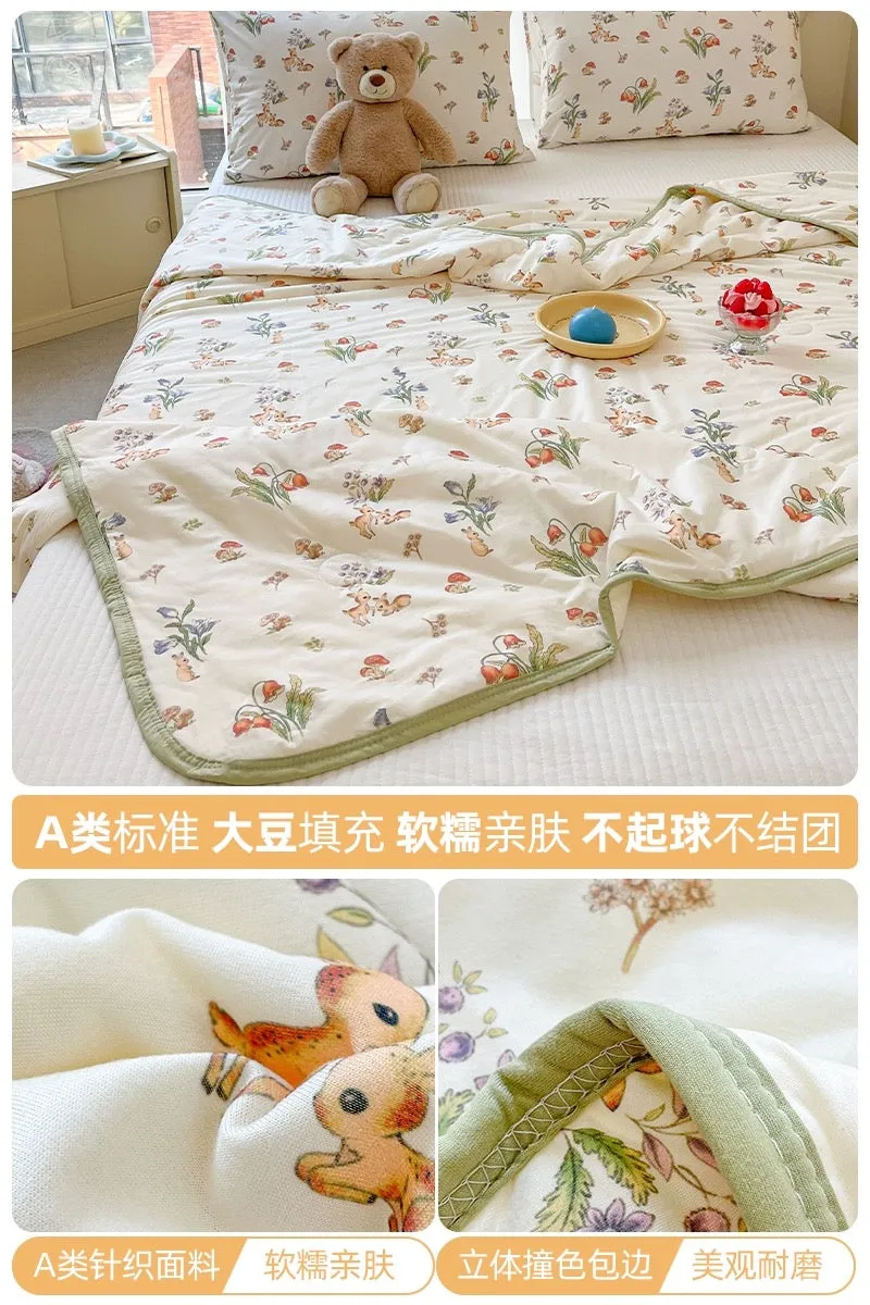 Class A soybean fiber knitted cotton summer cool quilt machine washable summer children's thin quilt spring and autumn summer ai