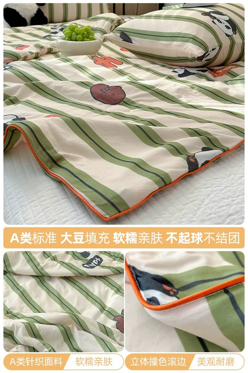 Class A soybean fiber knitted cotton summer cool quilt machine washable summer children's thin quilt spring and autumn summer ai