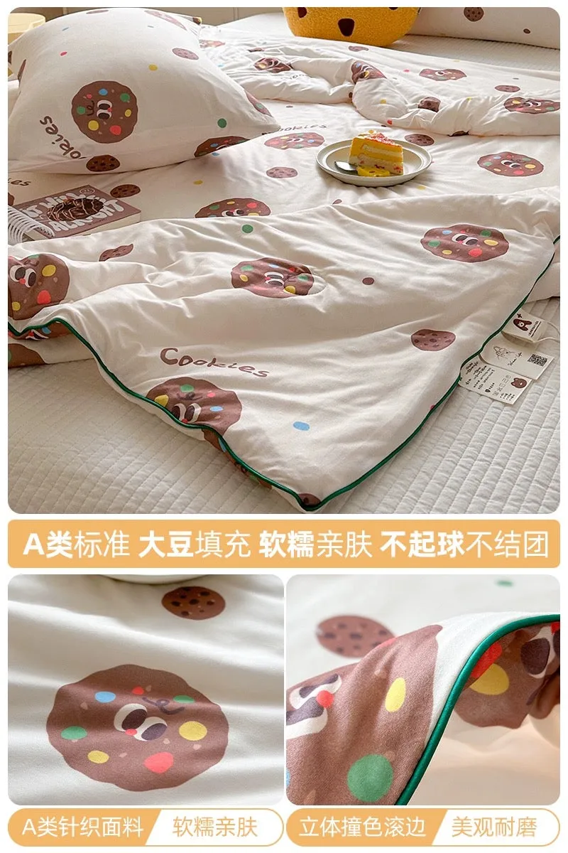 Class A soybean fiber knitted cotton summer cool quilt machine washable summer children's thin quilt spring and autumn summer ai