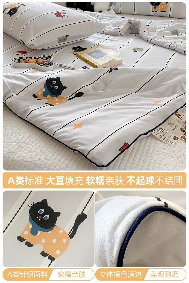 Class A soybean fiber knitted cotton summer cool quilt machine washable summer children's thin quilt spring and autumn summer ai