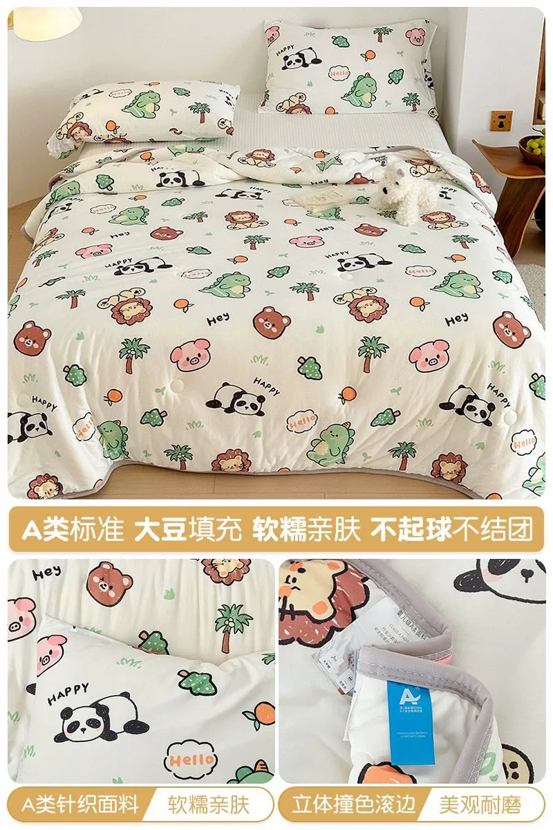 Class A soybean fiber knitted cotton summer cool quilt machine washable summer children's thin quilt spring and autumn summer ai