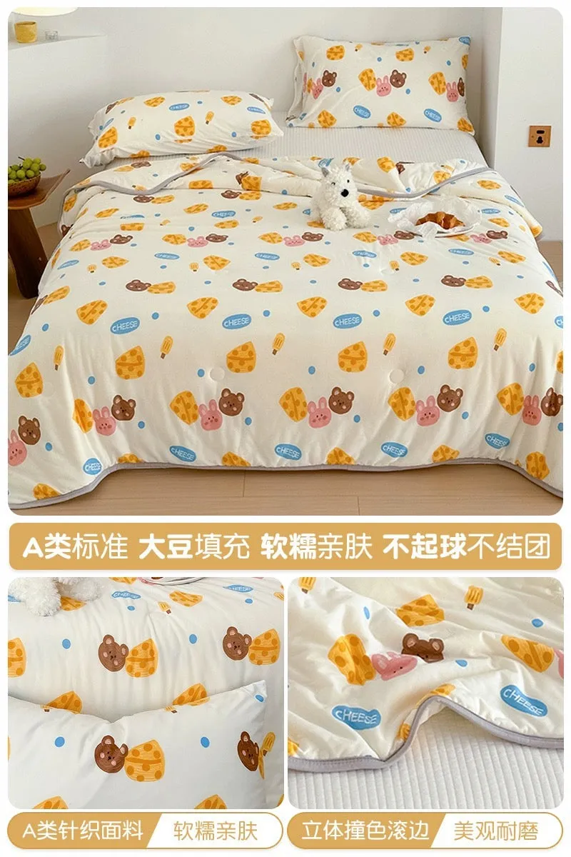 Class A soybean fiber knitted cotton summer cool quilt machine washable summer children's thin quilt spring and autumn summer ai