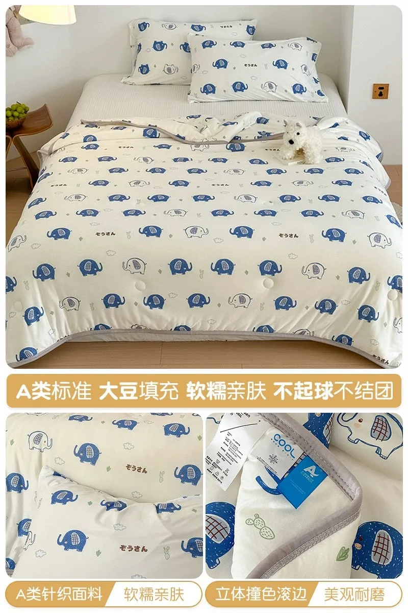 Class A soybean fiber knitted cotton summer cool quilt machine washable summer children's thin quilt spring and autumn summer ai