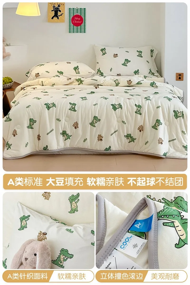 Class A soybean fiber knitted cotton summer cool quilt machine washable summer children's thin quilt spring and autumn summer ai