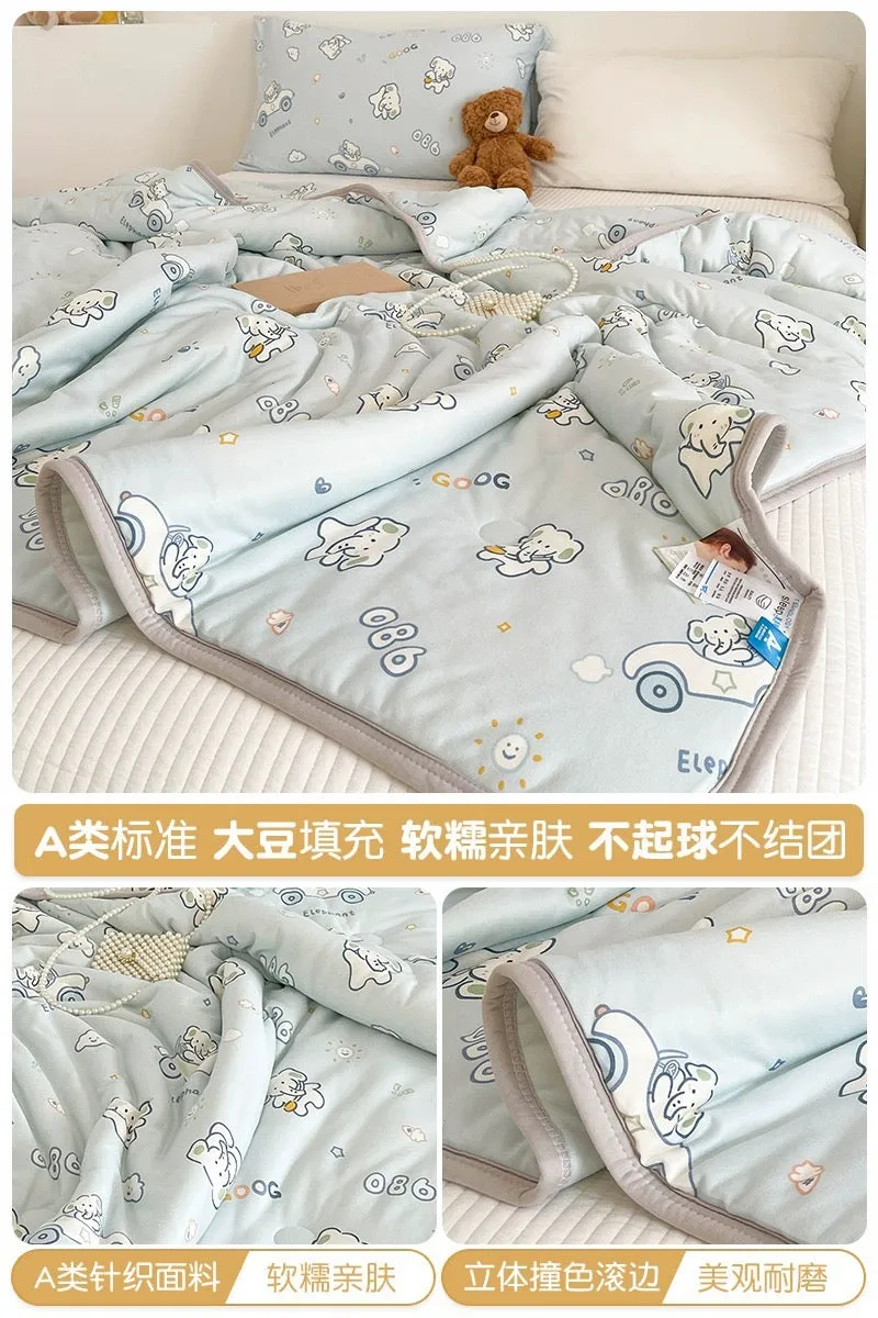 Class A soybean fiber knitted cotton summer cool quilt machine washable summer children's thin quilt spring and autumn summer ai