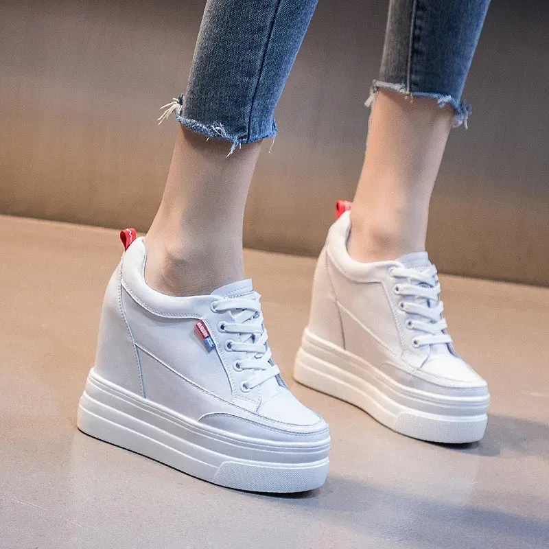 Comfortable White Platform Sneakers