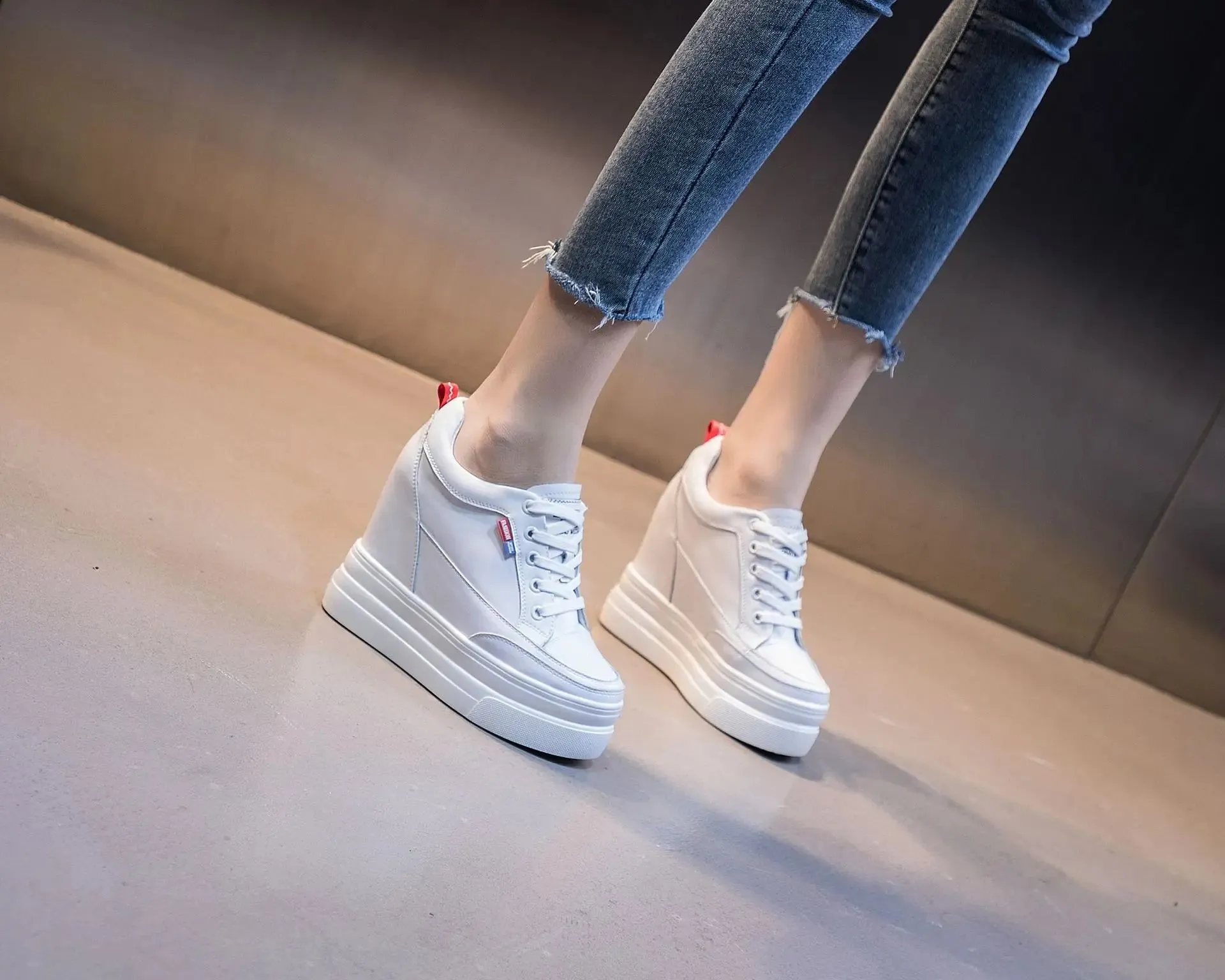 Comfortable White Platform Sneakers