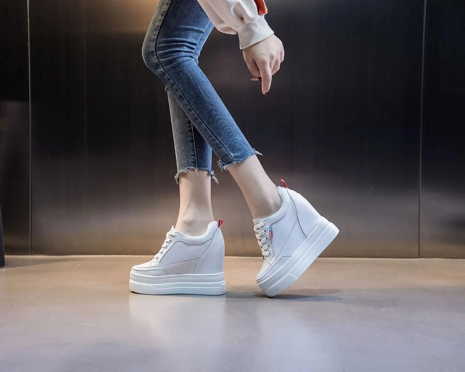 Comfortable White Platform Sneakers