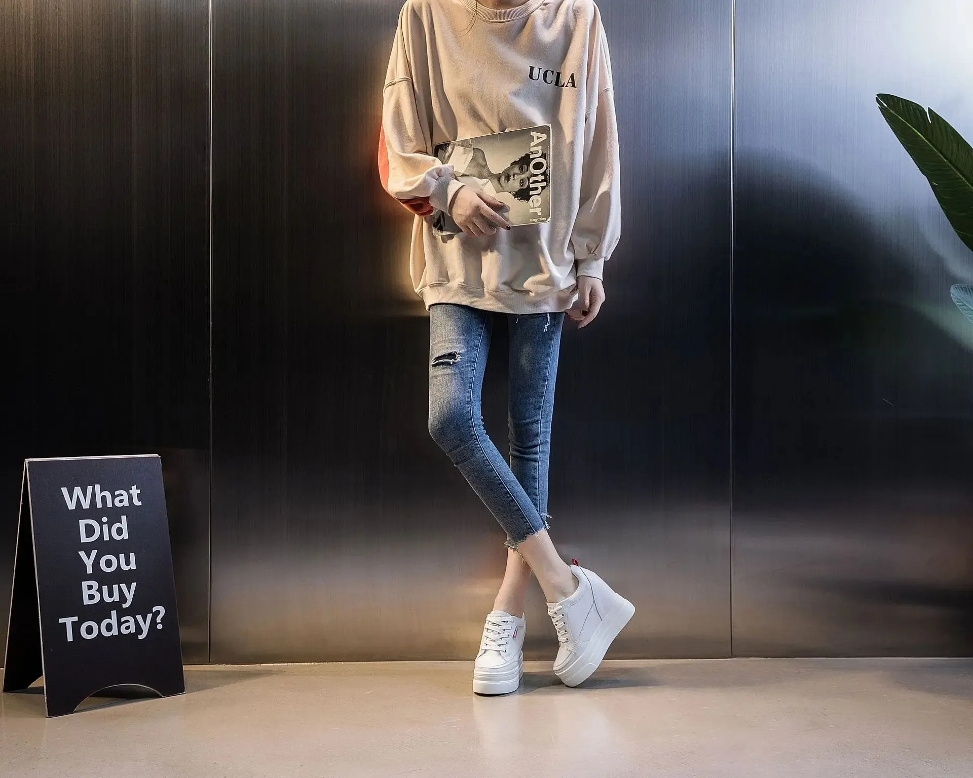 Comfortable White Platform Sneakers