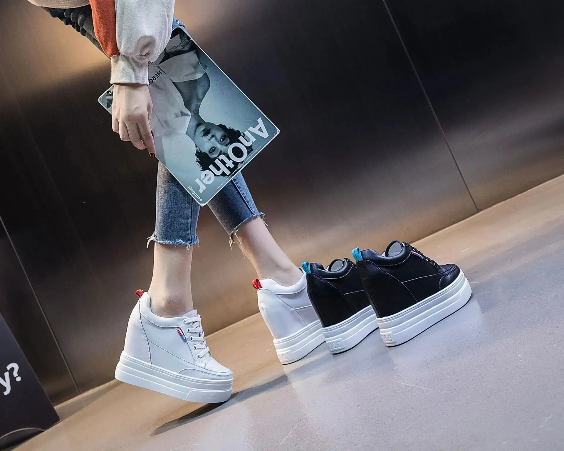 Comfortable White Platform Sneakers