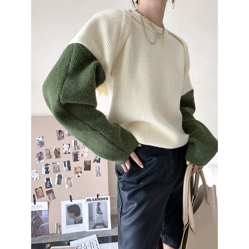 Contrasting Color Design Knit Vest