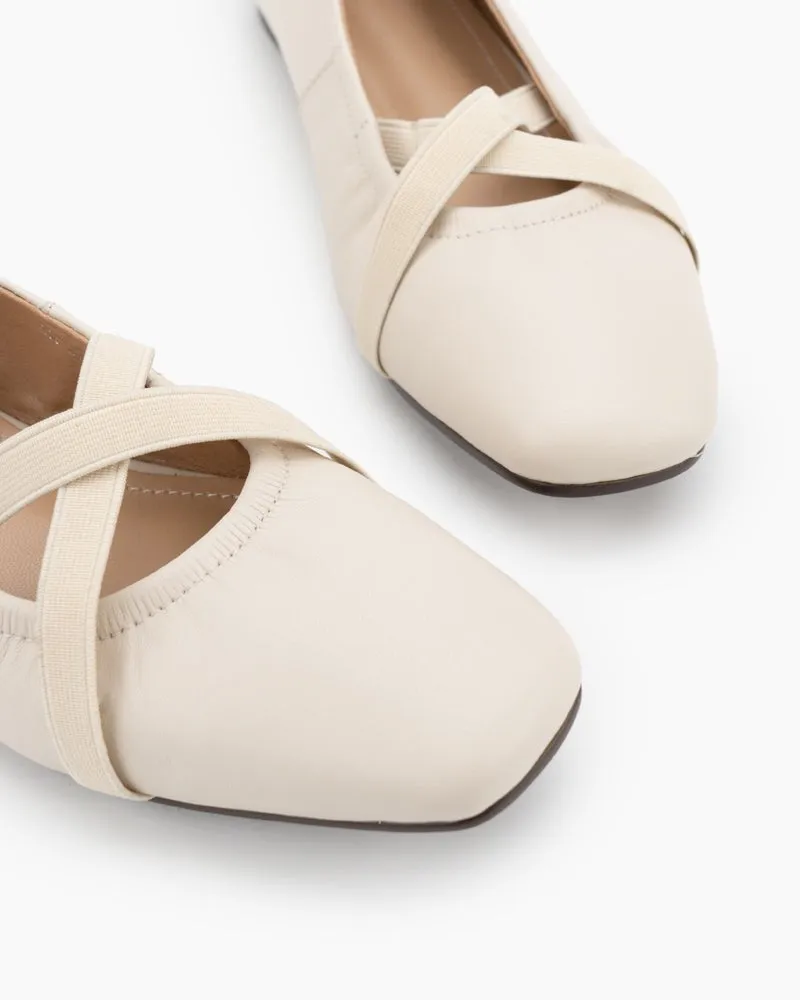 Crossover Straps Slip On Walking Ballet Flats