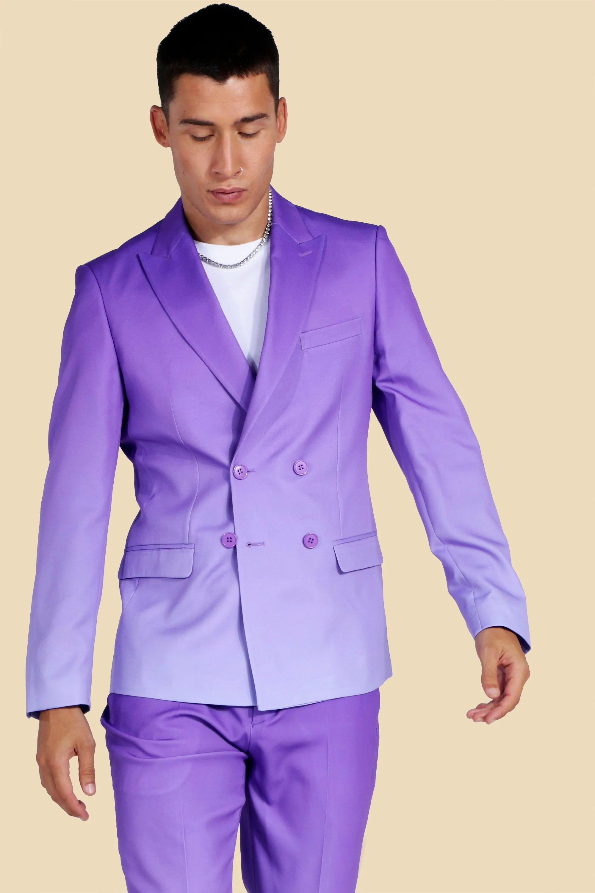 Double Breasted Ombre Suit Jacket