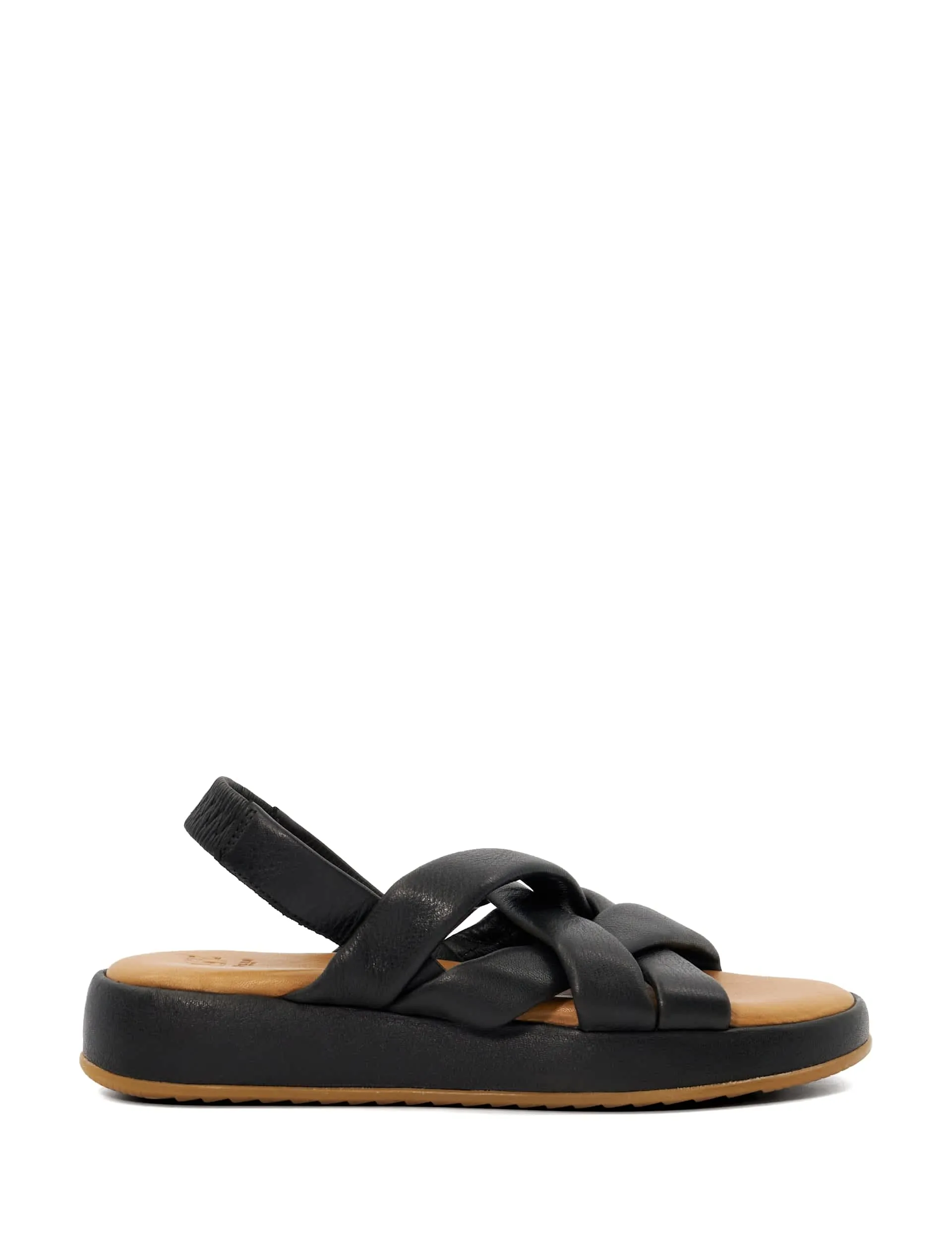 Dune London Women's Leather Padded Flatform Sandals - 7 - Black, Black