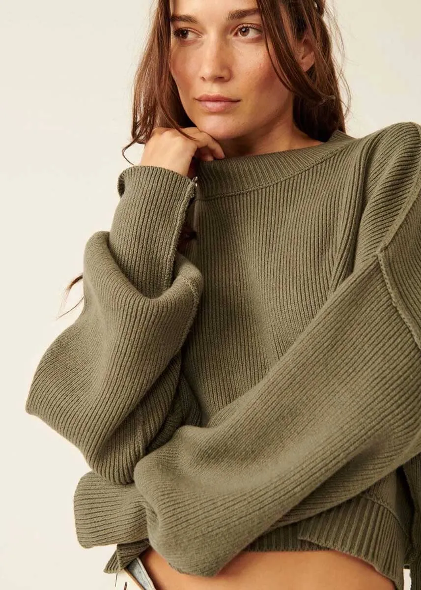 Easy Street Crop Pullover - Dried Basil