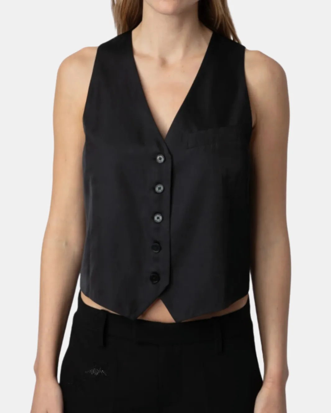 EMAUX SATIN VEST IN NOIR