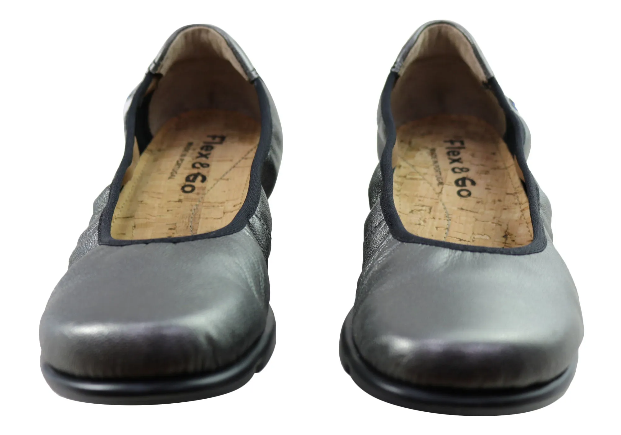 Flex & Go Akiko Womens Leather Ballet Flats Shoes Made In Portugal