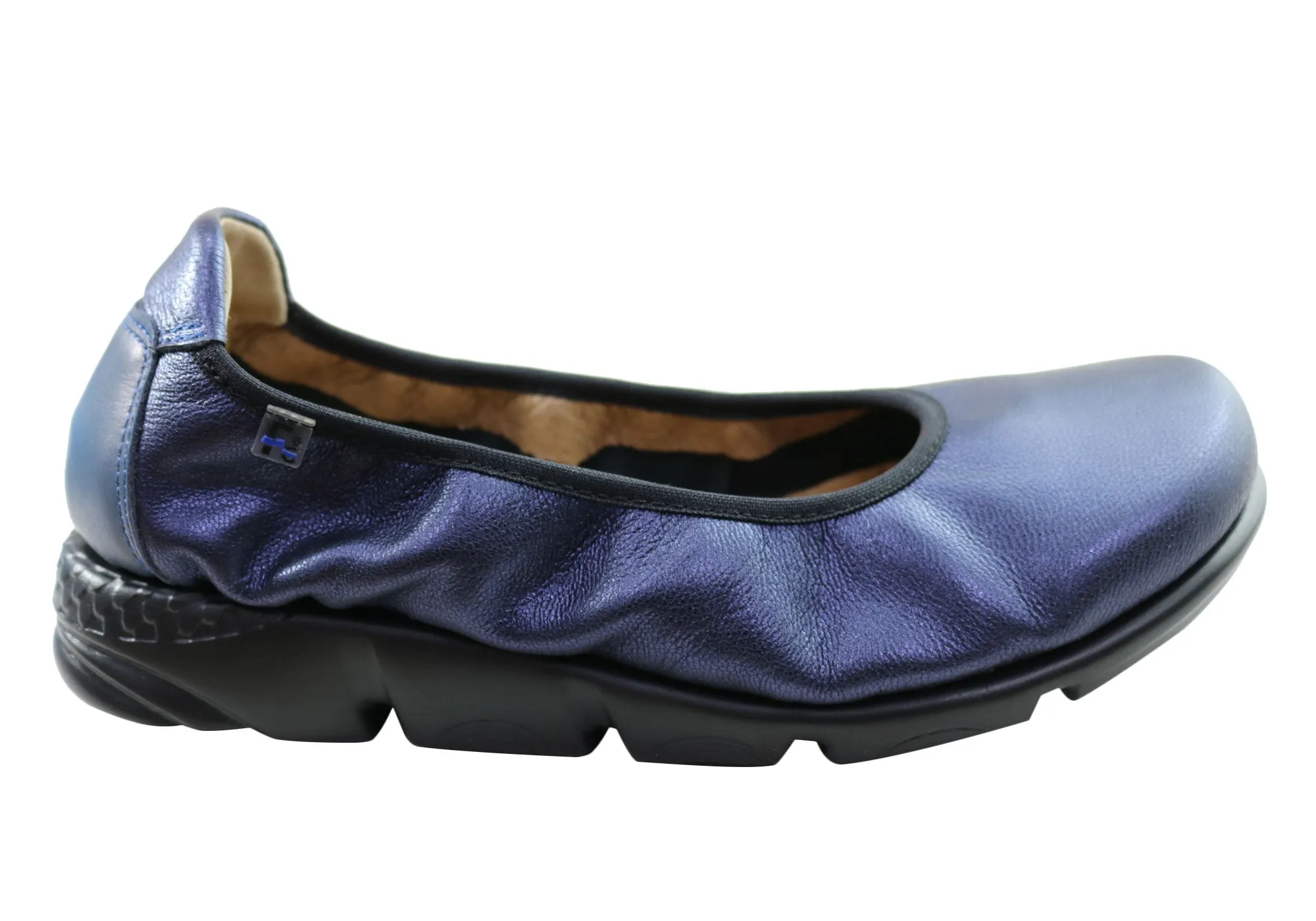 Flex & Go Akiko Womens Leather Ballet Flats Shoes Made In Portugal