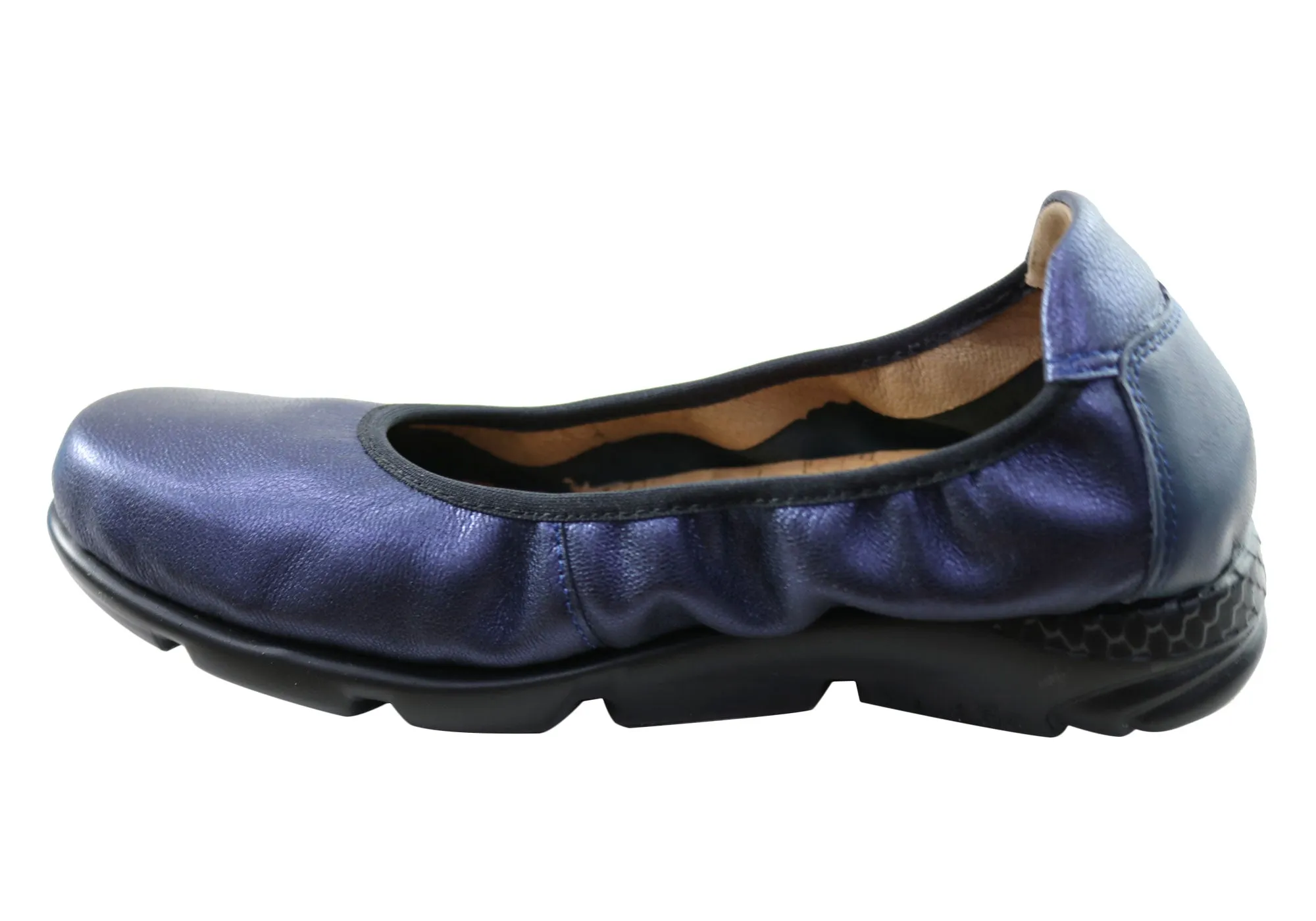 Flex & Go Akiko Womens Leather Ballet Flats Shoes Made In Portugal